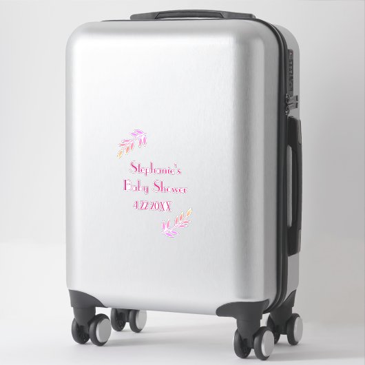 Sticker Baby shower Feuille rose Motif Filles Fille mignon (Sur valise)