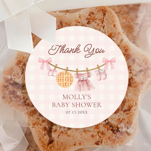 Sticker Baby shower fille à chute rose Cutie