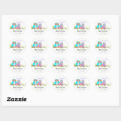 Sticker Baby shower fille de la famille de chouett (Feuille)
