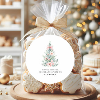 Sticker Baby shower fille de Noël rose d'hiver