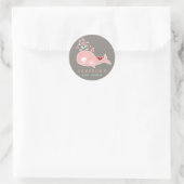 Sticker Baby shower fille maman rose baleine encei (Sac)