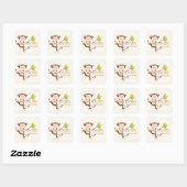 Sticker Baby shower fille singe mignonne (Feuille)
