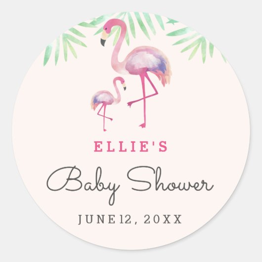 Sticker Baby shower Flamant rose rose (Devant)