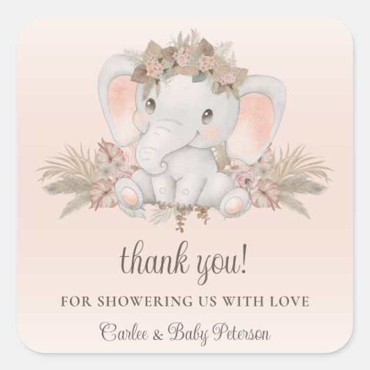 Sticker Baby shower floral Boho moderne (Devant)