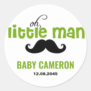 Sticker Baby shower Green Little Man Mustache