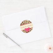 Sticker baby shower - Impression Giraffe et rose (Enveloppe)