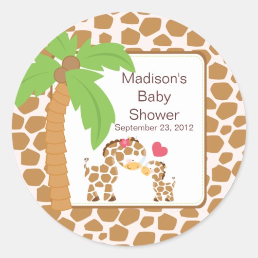 Sticker Baby shower Jungle moderne Giraffe Safari (Devant)