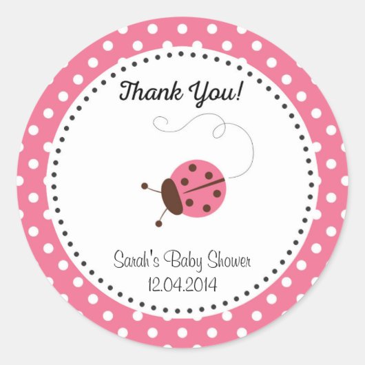 Sticker Baby shower Ladybug rose (Devant)
