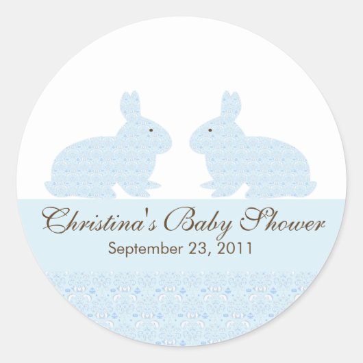 Sticker Baby shower lapin Twins Baby (Devant)