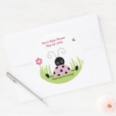 Sticker Baby shower Little Ladybug (rose) Favorise (Enveloppe)