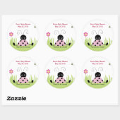 Sticker Baby shower Little Ladybug (rose) Favorise (Feuille)