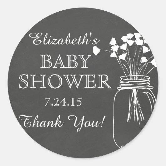 Sticker Baby shower Mason Chalkboard Jar (Devant)
