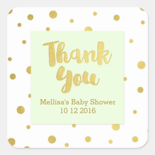 Sticker Baby shower Mint Or Favoriser Merci (Devant)
