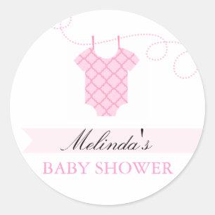Sticker Baby shower moderne en tissu rose