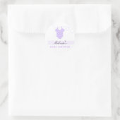 Sticker Baby shower moderne en tissu violet (Sac)