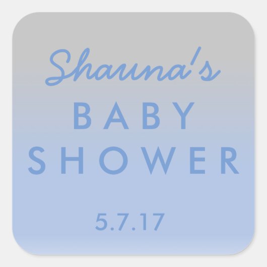Sticker Baby shower Ombre bleu et argent (Devant)