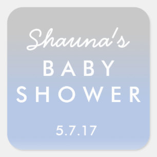 Sticker Baby shower Ombre bleu et argent