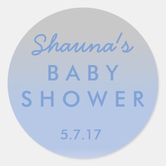 Sticker Baby shower Ombre bleu et argent (Devant)