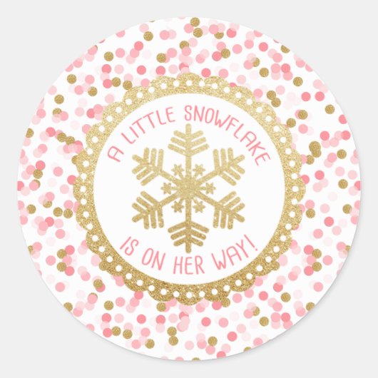 Sticker baby shower Party Faveur - Gold Snowflake (Devant)