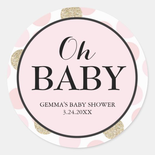Sticker baby shower Party Faveur - Pois (Devant)
