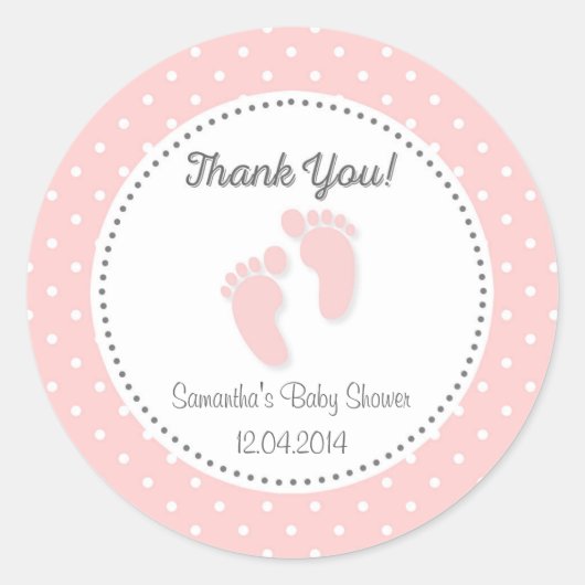 Sticker Baby shower Pink Baby Feet (Devant)