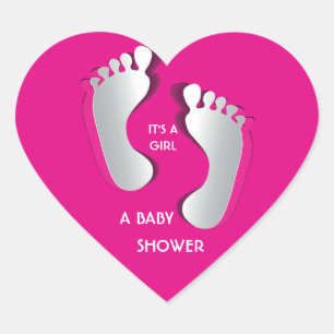 Sticker Baby shower Pink Baby Girl FootPrints