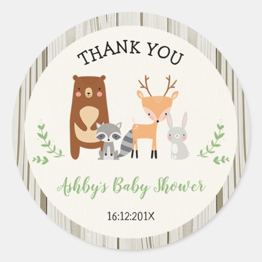 Sticker Baby shower pour animaux de bois (Devant)