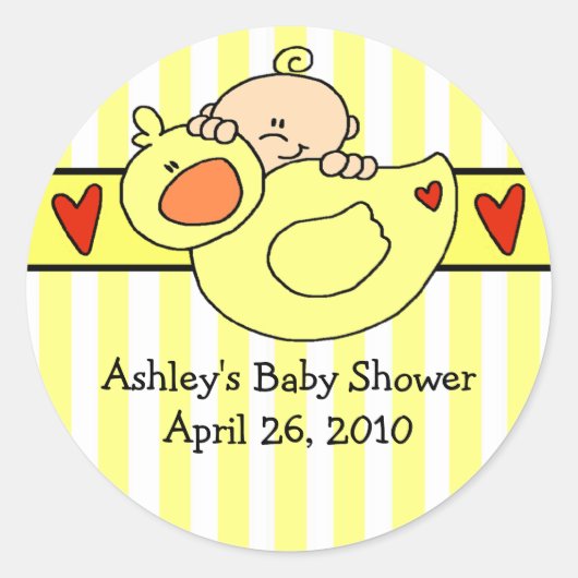 Sticker Baby shower pour bébé et canard de Pékin (Devant)