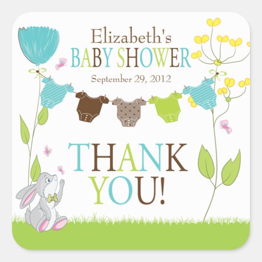 Sticker Baby shower pour bébé garçon en tissu mign (Devant)