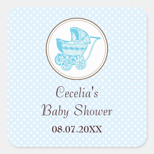 Sticker Baby shower Pram Classic (Devant)