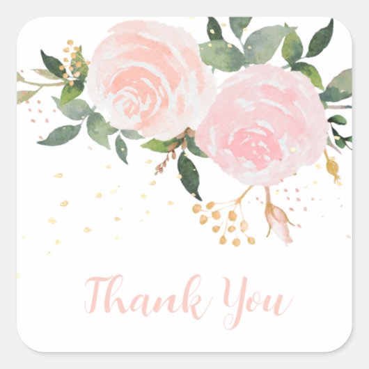 Sticker Baby shower rose floral Aquarelle (Devant)