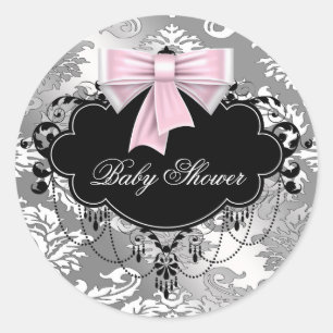Sticker Baby shower rose noir Damask rose