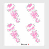 Sticker Baby shower rose sonneries avec mâchoire (Feuille)