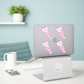 Sticker Baby shower rose sonneries avec mâchoire (Ordinateur portable sur le bureau)