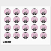 Sticker Baby shower rose Zèbre et dentelle (Feuille)