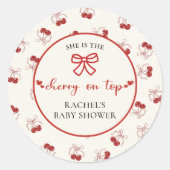 Sticker Baby shower rouge Coquette cerise (Devant)