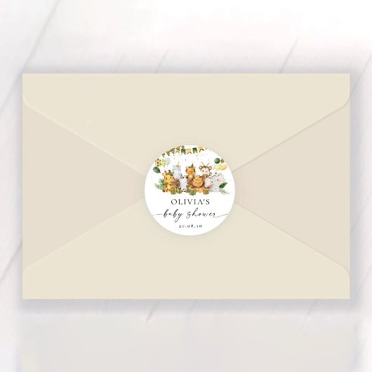 Sticker Baby shower Safari Animaux