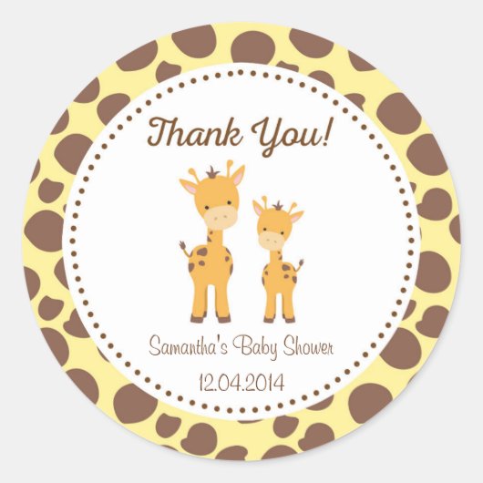 Sticker Baby shower Safari Giraffe (Devant)