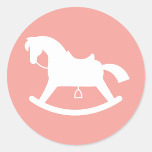 Sticker Baby shower Silhouette Cheval Rocheux rose
