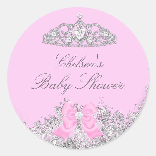 Sticker Baby shower Tiara & Bow rose (Devant)
