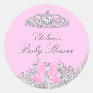 Sticker Baby shower Tiara & Bow rose