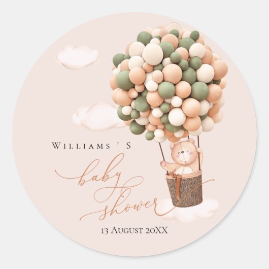 Sticker Baby shower vert brun (Devant)