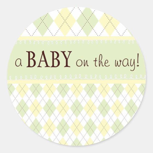 Sticker Baby shower vert neutre en Jacquard jaune (Devant)