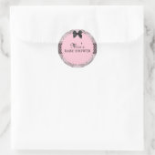 Sticker Baby shower Vintage rose et gris (Sac)