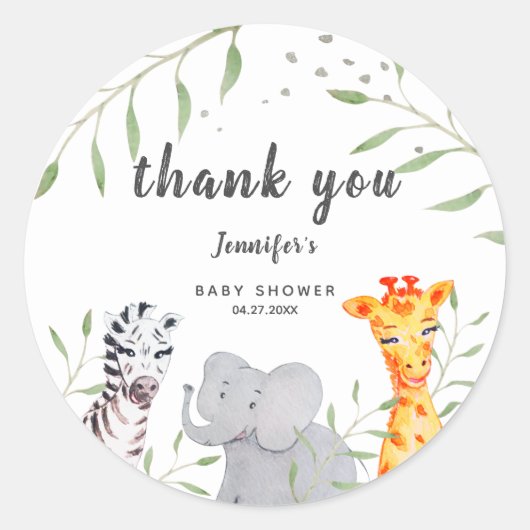 Sticker Baby shower Wild One Safari Animaux (Devant)