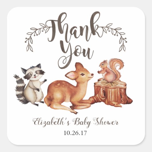 Sticker Baby shower Woodland (Devant)