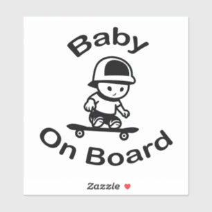 Sticker Baby Skateboarder à bord