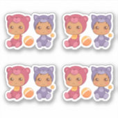 Sticker Baby Twins Bear Chat Jumpsuit Ensemble de 4 Sticke (Devant)