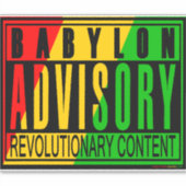 Sticker Babylon Advisory Révolutionnaire RASTA REGGAE (Devant)