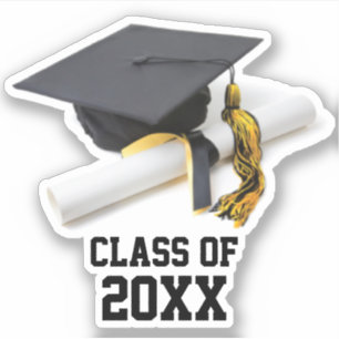 Sticker Bac de graduation noir et or & Tassel Classe de